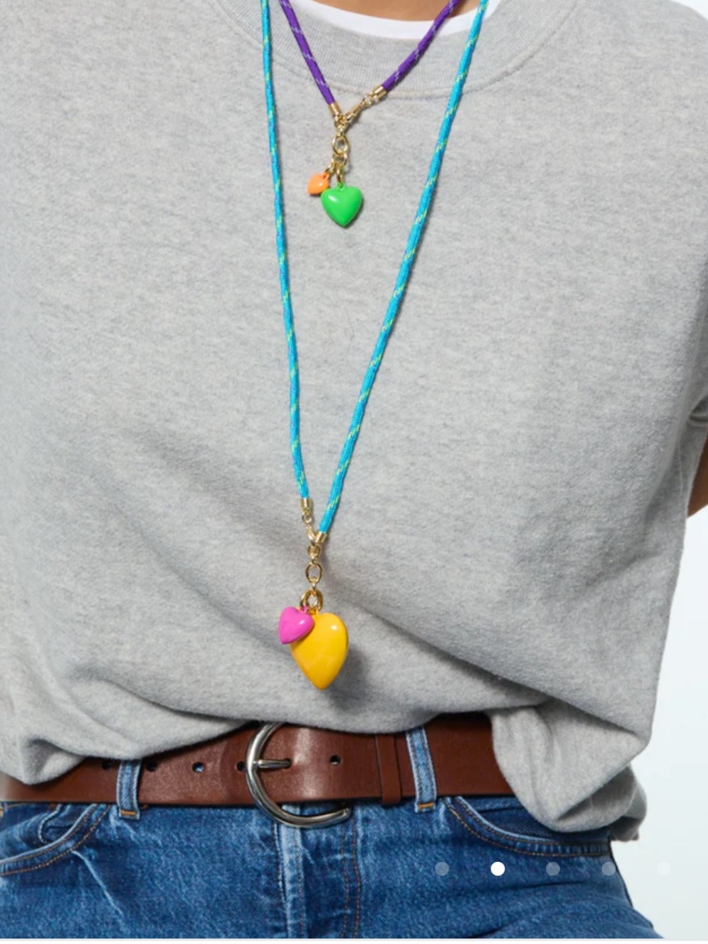 Roxanne Assoulin Happy Cord Long Big Double Heart Necklace - Picture 2 of 2